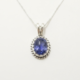 Tanzanite Necklace - Oval Tanzanite Pendant - Blue Vintage Necklace