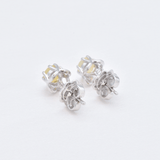 White Gold Opal Studs - Fire Opal Earrings - 18k White Gold Studs