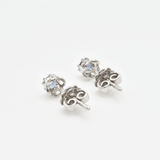 Dainty Sapphire Earrings - White Gold Sapphire Studs - Sapphire Flower Earrings
