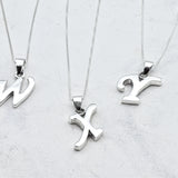 White Gold Letter Pendant - Initial Letter Charm - Personalized Letter Necklace