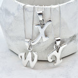 White Gold Letter Pendant - Initial Letter Charm - Personalized Letter Necklace