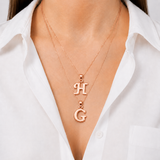 Rose Gold Letter Pendant - Initial Letter Charm - Personalized Letter Necklace