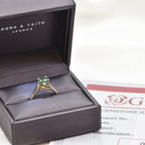 Certified Emerald Gold Ring - Genuine Emerald Ring - 1 Carat Solitaire Ring