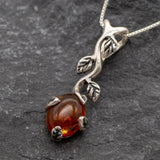 Amber Leaf Necklace - Natural Amber Pendant - Amber Vines Necklace