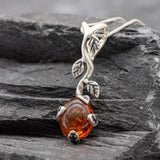 Amber Leaf Necklace - Natural Amber Pendant - Amber Vines Necklace