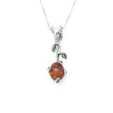 Amber Leaf Necklace - Natural Amber Pendant - Amber Vines Necklace