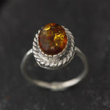 Amber Vintage Ring - Natural Amber Ring - Solitaire Amber Ring