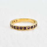 Amethyst Gold Band - Natural Amethyst Ring, Purple Eternity Gold Band