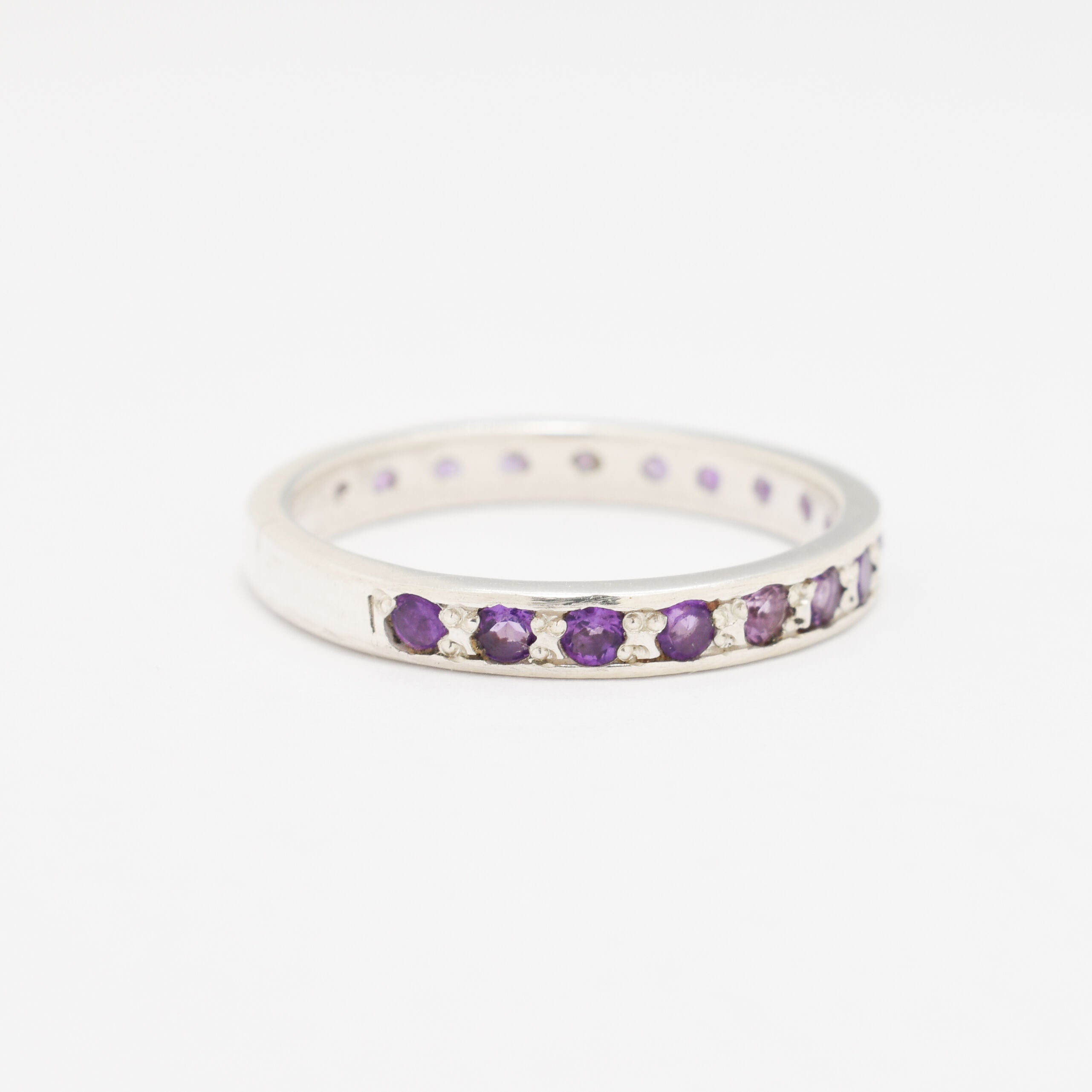 Elegant 925 Sterling Silver ring with a radiant round amethyst, perfect for February birthdays and meaningful gifting.