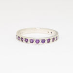 Natural Amethyst Ring made in 925 Sterling Silver with Round Natural Purple Amethyst in Channel-Set setting, February Birthstone gift idea, symbolizes peace & clarity, ideal for everyday wear and perfect for birthday gifting and special occasions.