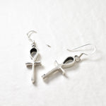 Cross Earrings set in Solid 925 Sterling Silver, Religious Cross Dangling Earrings for her