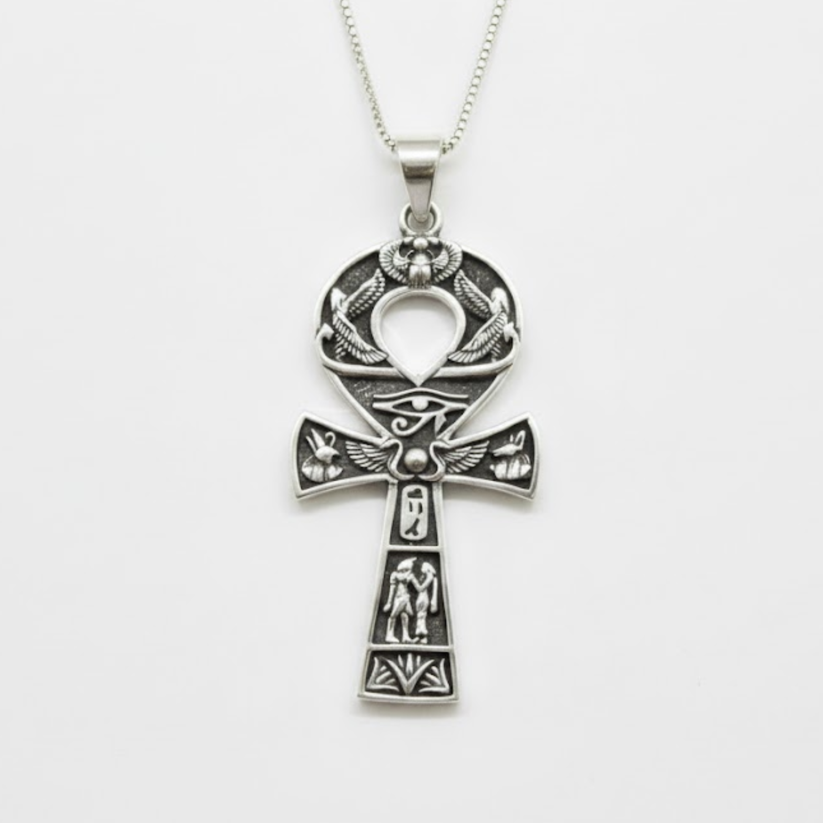 Ankh Silver Necklace - Silver Cross Pendant - Statement Cross Necklace made in 925 Sterling Silver. Ideal for everyday wear and perfect for birthday gifting and special occasions.
