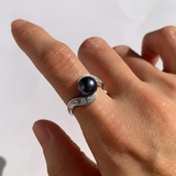 Antique Black Pearl Ring in 925 Sterling Silver - Elegant design for daily wear and ideal for special gifts and occasions.