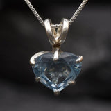 Aqua Heart Pendant - Aquamarine Love Necklace, Valentines Gift