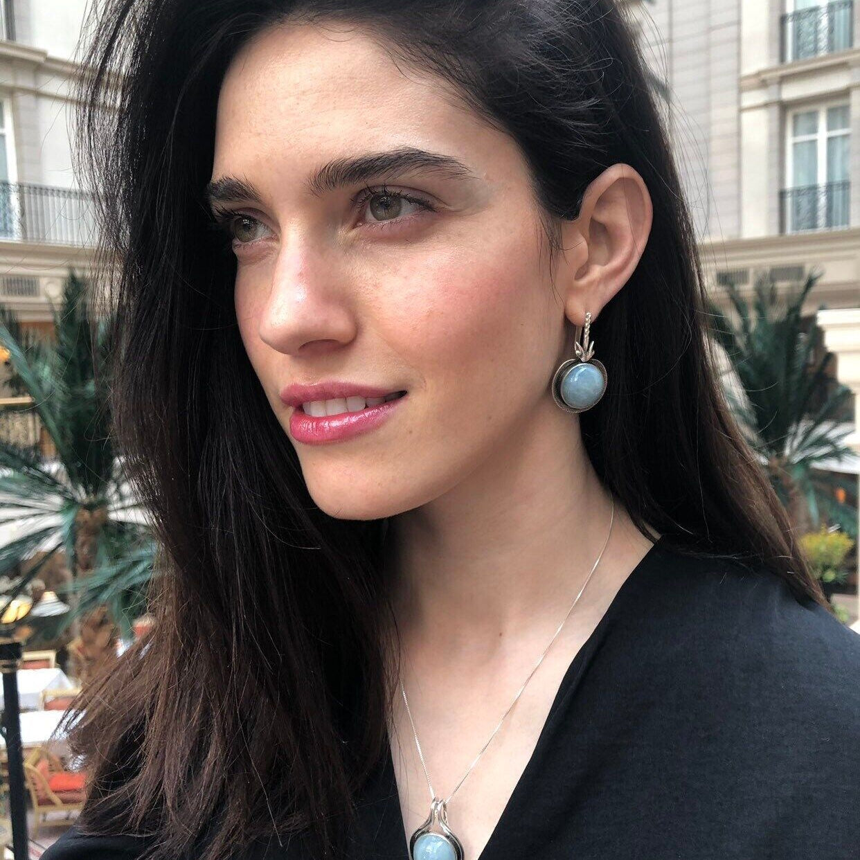 Long Aquamarine Earrings, Natural Aquamarine, Heavy Earrings, Blue Vintage Earrings, Sky Blue Earrings, Solid Silver Earrings, Aquamarine