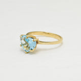Heart Aquamarine Ring - Valentines Gift Ring - 18k Yellow Gold Aquamarine Heart Birthstone Ring