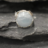 Aquamarine Statement Ring - Blue Boho Ring - Aquamarine Leaf Ring