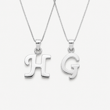 Silver Letter Pendant - Initial Letter Charm - Personalized Letter Necklace
