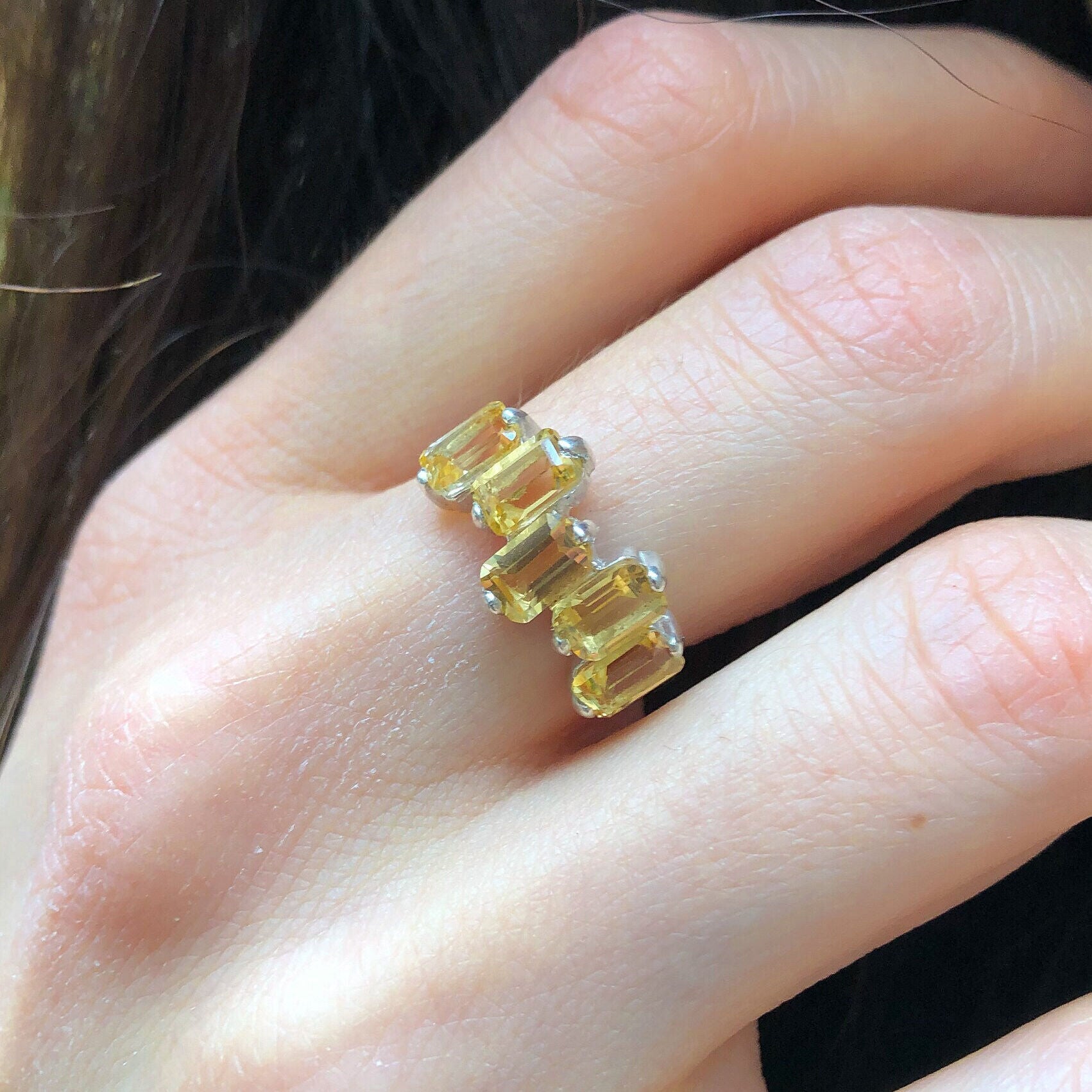 Citrine ring featuring clean-cut baguette stones ideal for stacking