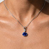 Blue Sapphire Necklace - Vintage Oval Necklace - Blue Dainty Pendant