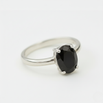 Stunning Black Onyx Solitaire Ring in Sterling Silver - Perfect for adding a touch of sophistication to any outfit.