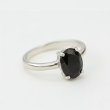 Stunning Black Onyx Solitaire Ring in Sterling Silver - Perfect for adding a touch of sophistication to any outfit.