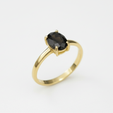 Chic Black Onyx Ring in 18k Gold Vermeil, beautifully designed in a classic 4-prong setting, perfect for any occasion.