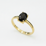 Black Onyx Ring in Gold Vermeil 4-prong Solitaire Setting made in 18k Gold Vermeil. Ideal for everyday wear and perfect for birthday gifting and special occasions.