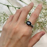 Natural Onyx Black Tribal Ring, oval cut gemstone, set in Solid 925 Sterling Silver, Unisex Silver Ring