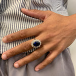 Chic 925 Sterling Silver ring with a dazzling Oval Created Blue Sapphire, a thoughtful gift for September birthdays and celebrations.