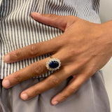 Chic 925 Sterling Silver ring with a dazzling Oval Created Blue Sapphire, a thoughtful gift for September birthdays and celebrations.