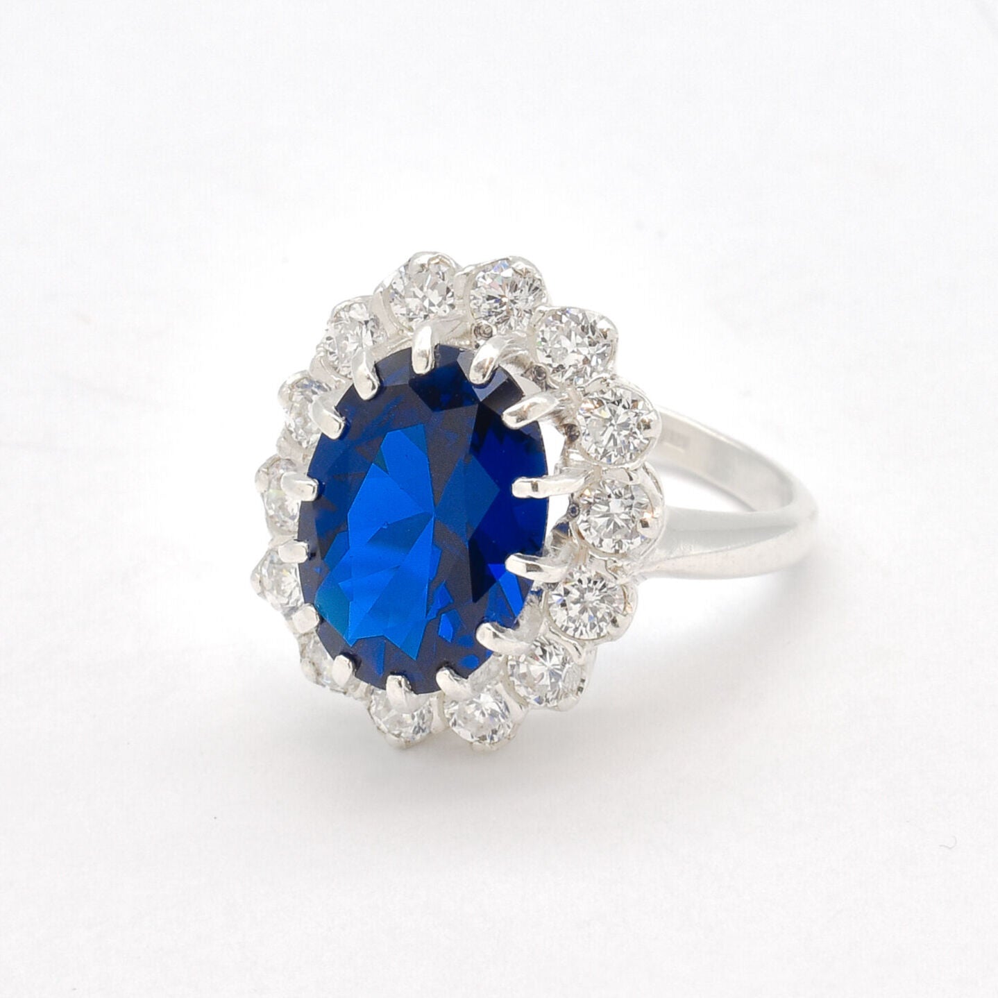 925 Sterling Silver ring with a radiant Oval Created Blue Sapphire, a timeless piece for everyday wear and meaningful gifting.