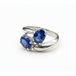Created Sapphire Ring made in 925 Sterling Silver with Baguette Created Blue Sapphire in Two-Stone setting, September Birthstone gift idea, symbolizes sincerity, truth, and faithfulness, ideal for everyday wear and perfect for birthday gifting and special occasions.