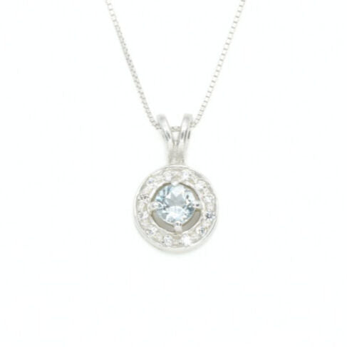 Blue Topaz Pendant with CZ Diamonds