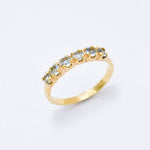 Blue Topaz Gold Ring, Half Eternity Band, Gold Stackable Ring