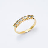 Blue Topaz Gold Ring, Half Eternity Band, Gold Stackable Ring
