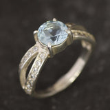 Gold Blue Topaz Ring - Vintage Topaz Ring - December Birthstone Ring