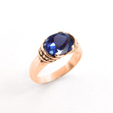 Blue Tribal Tanzanite Ring set in 18k Rose Gold Vermeil over Solid 925 Sterling Silver, Unisex ring