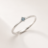 Blue Diamond Ring in 14K White Gold - Dainty Certified Natural Blue Diamond - A Unique Everyday Luxury Ring