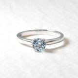 White Gold Topaz Ring - Sky Blue Topaz Ring - Solid White Gold Ring