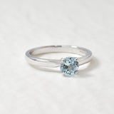 White Gold Topaz Ring - Sky Blue Topaz Ring - Solid White Gold Ring
