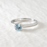 White Gold Topaz Ring - Sky Blue Topaz Ring - Solid White Gold Ring