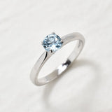 White Gold Topaz Ring - Sky Blue Topaz Ring - Solid White Gold Ring