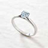 White Gold Topaz Ring - Sky Blue Topaz Ring - Solid White Gold Ring