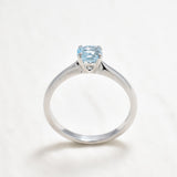 White Gold Topaz Ring - Sky Blue Topaz Ring - Solid White Gold Ring