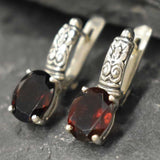 Boho Garnet Earrings - Natural Garnet Earrings - Red Tribal Earrings