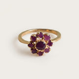Gold Ruby Ring - Red Ruby Ring - Gold Flower Ring