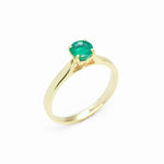 Certified Emerald Ring set in Solid 18k Yellow Gold, with minimalist design, perfect as Engagement Ring or Anniversary Ring