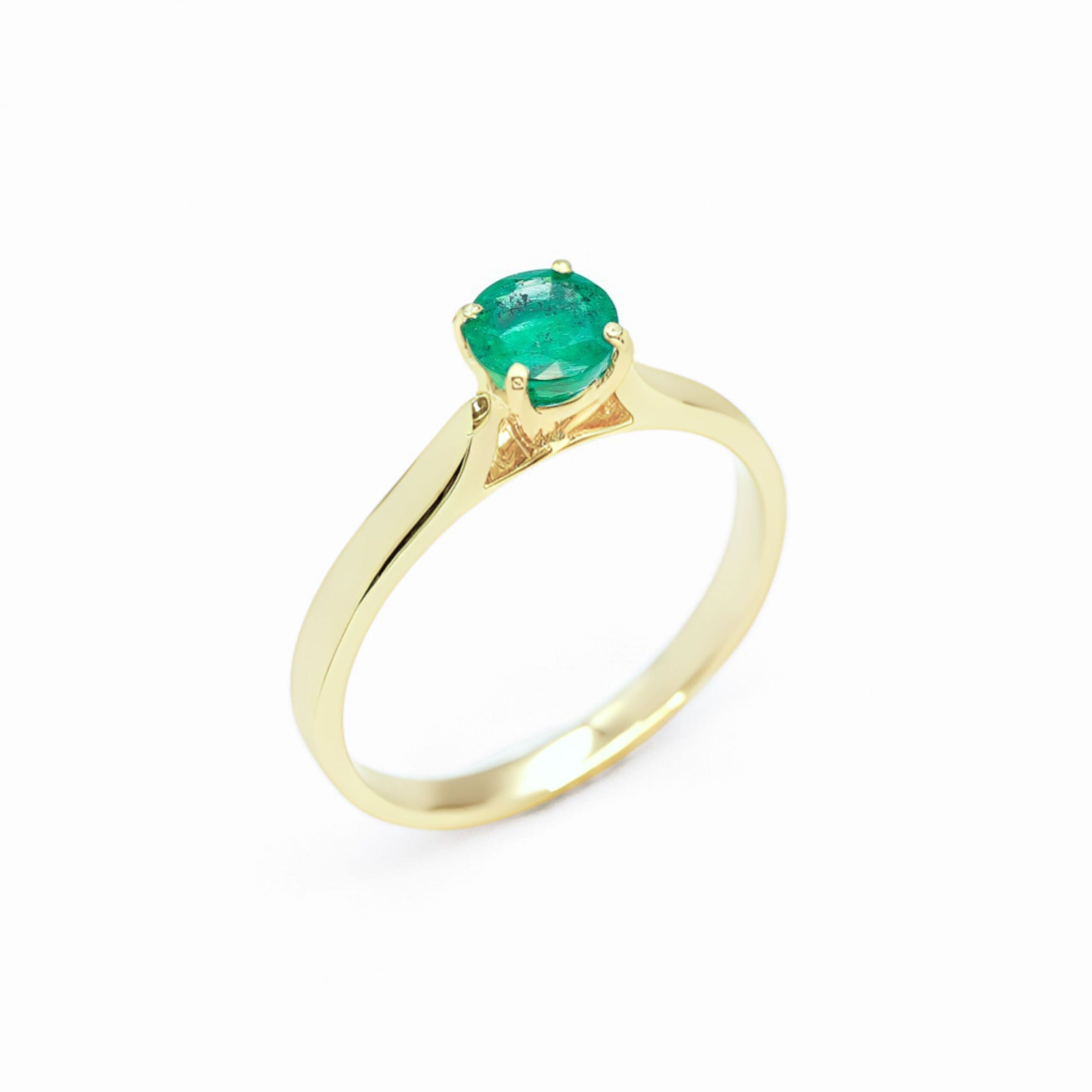 Certified Emerald Ring set in Solid 18k Yellow Gold, with minimalist design, perfect as Engagement Ring or Anniversary Ring