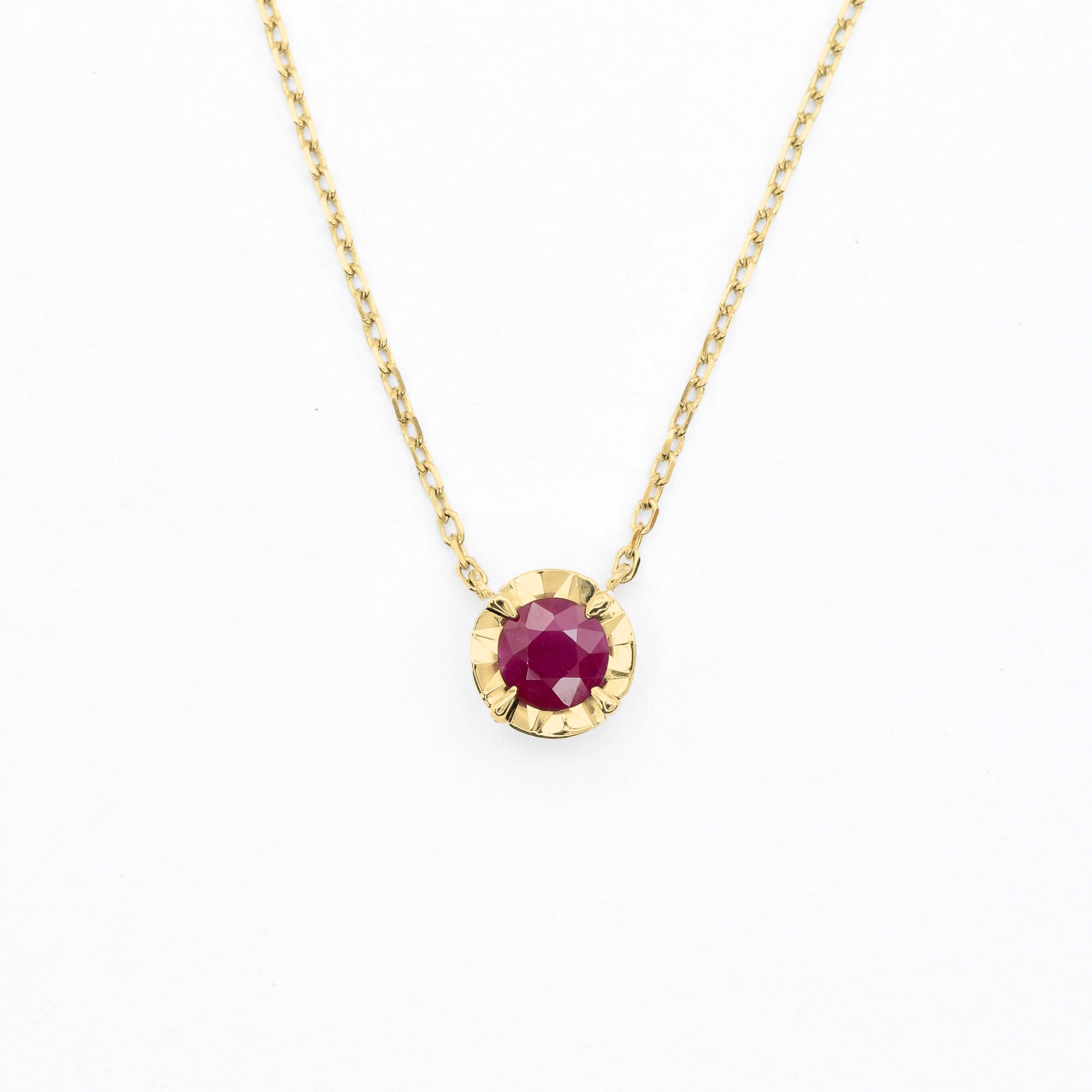 Genuine Ruby Necklace, Solid Gold Ruby Necklace, Real Ruby Pendant